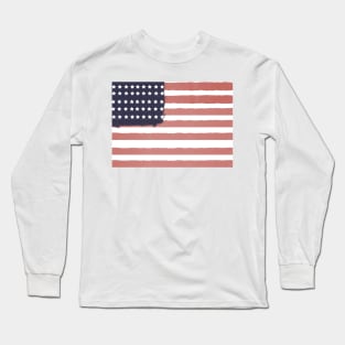 Retro, USA, American Flag, Patriotic, Hand-Painted Weathered Flag, Vintage Design Long Sleeve T-Shirt